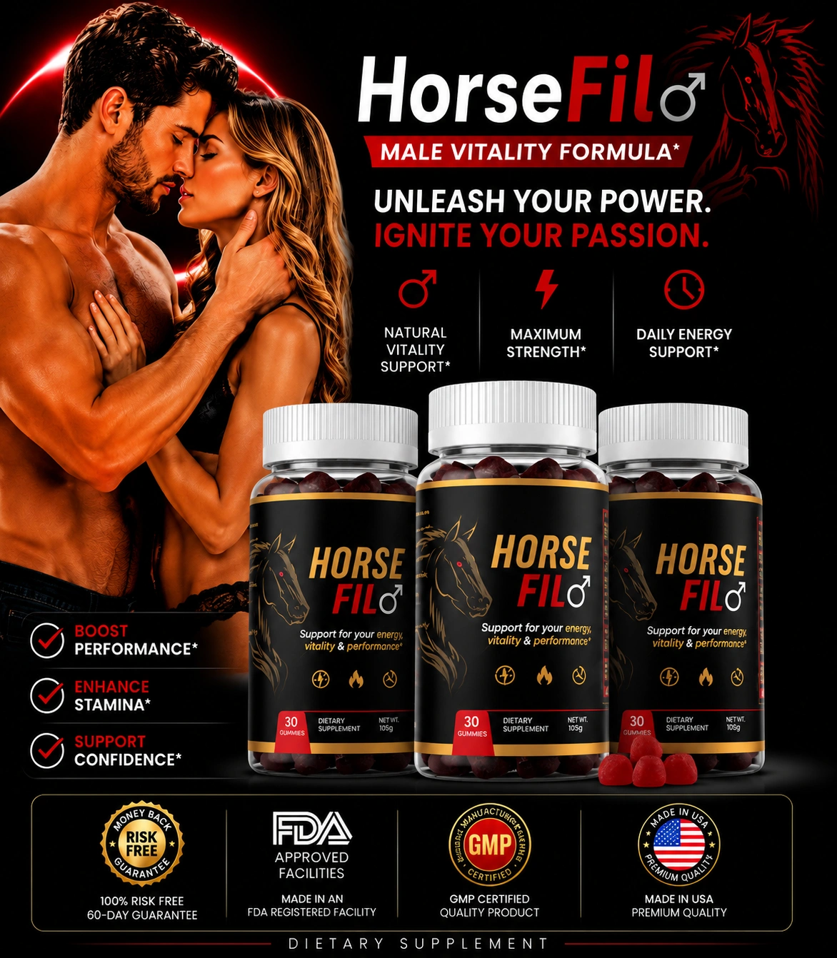 HorseFil  Natural Male Performance & Vitality Supplement